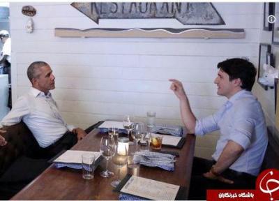 خلوت جاستین ترودو و اوباما در یک رستوران کوچک